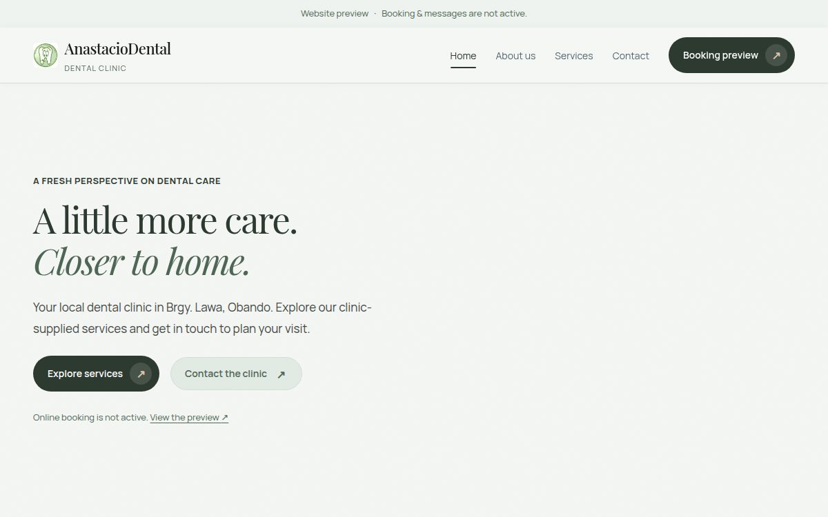 Anastacio Dental clinic homepage