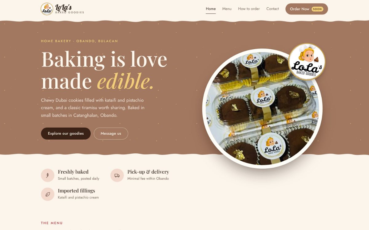 LoLa's Baked Goodies home bakery homepage